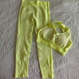 NEW LEMON YELLOW SPORT YOGA SET LEGGINGS TOP M